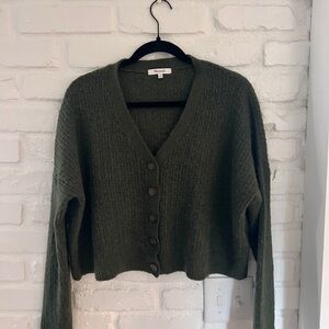 Madewell Dark Green V-Neck Button Cardigan